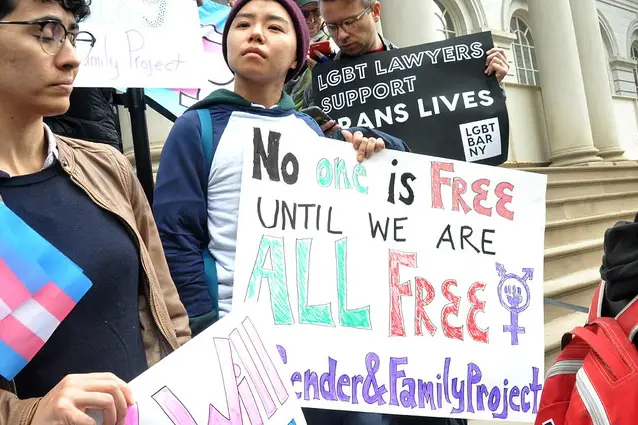 Trans Rights Are Human Rights at NY City Hall on October 24, 2018